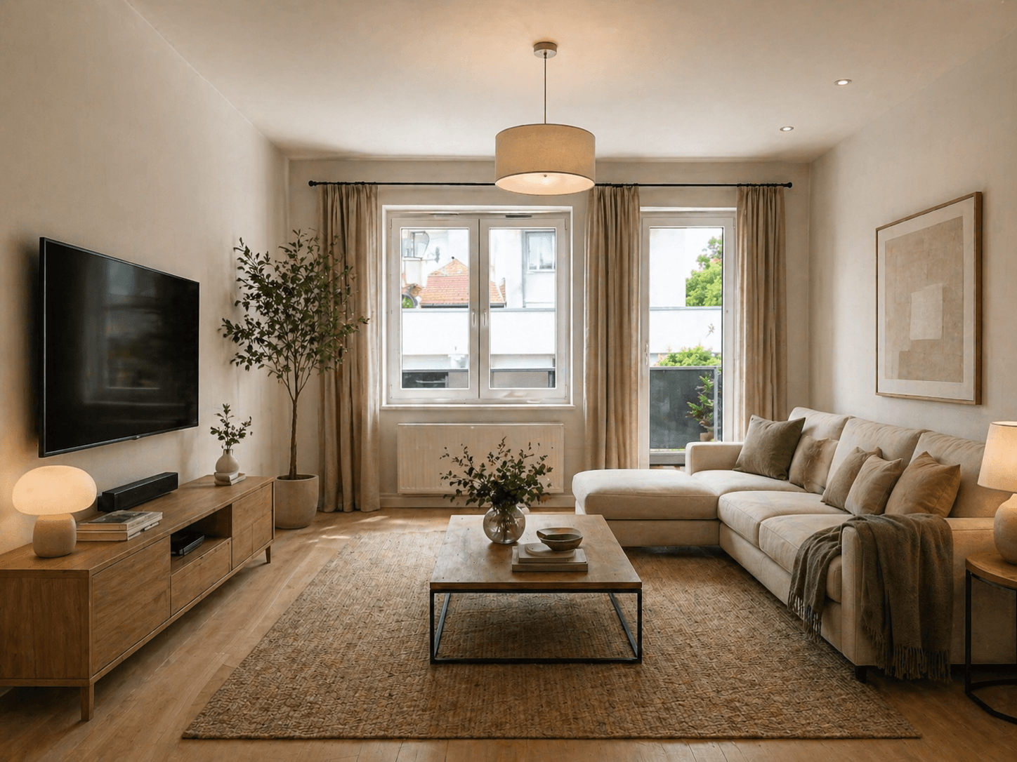 Kompakter Wohnraum KI Virtual Staging nachher